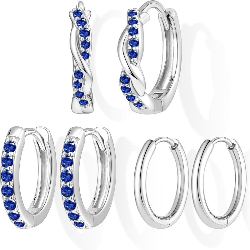Inerney 14K Gold Plated Huggie Hoop Earrings for Women, Small Sterling Silver Earring Set Hypoallergenic Cartilage Helix Stacks, Mini Dainty Cute Trendy Birthstone Jewelry Gift for Multiple Piercings - Image 1